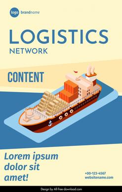 poster logistics network advertising banner modern 3d vessel sketch