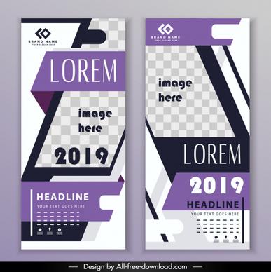 poster template violet checkered decor modern vertical design