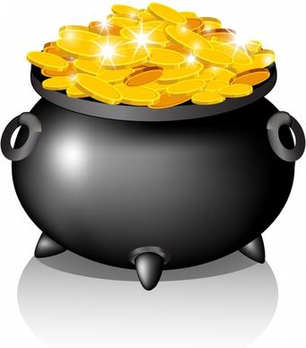 Pot with golden coins