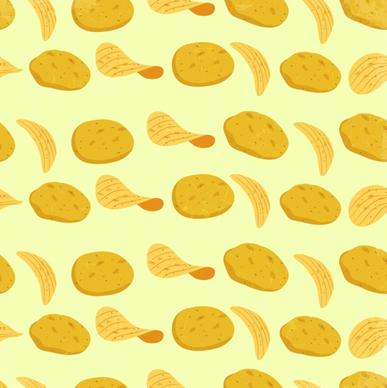 potato food background yellow design repeating icons
