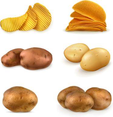 potatoes and potato chips vector graphics