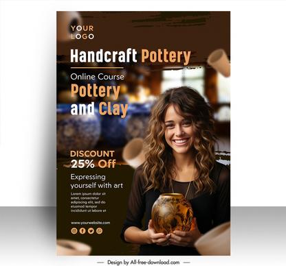 pottery discount poster template elegant contrast smiling lady