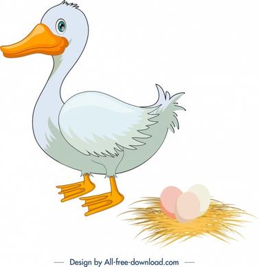 poultry background duck icon colored cartoon sketch