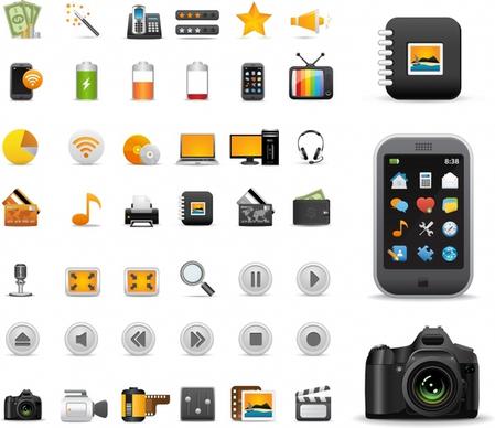 practical icons collection modern colored flat symbols sketch
