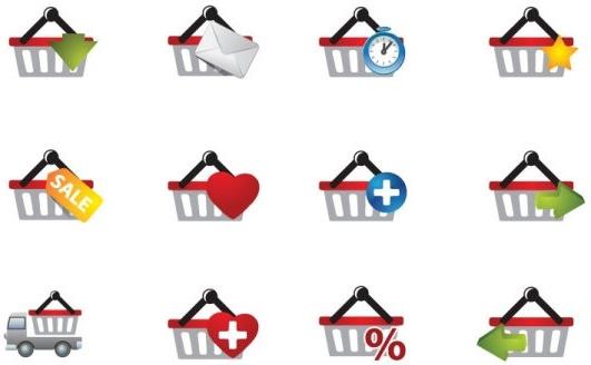 practical shopping basket icon vector