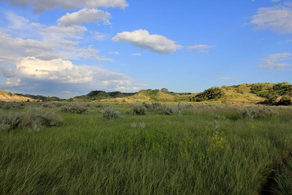 prairie and hills at theodore roosevelt national park north dakota