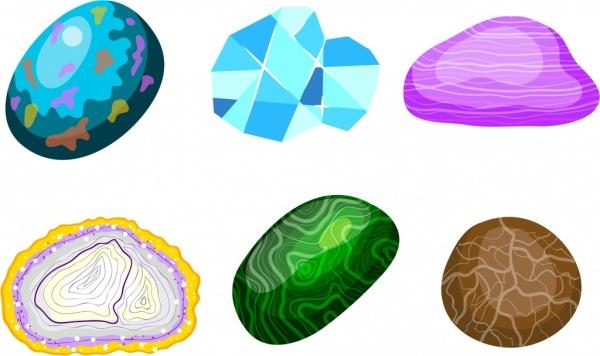 precious gemstones icons colorful shiny design
