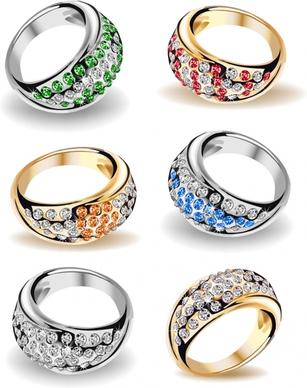 wedding rings templates luxury stones decor 3d sketch