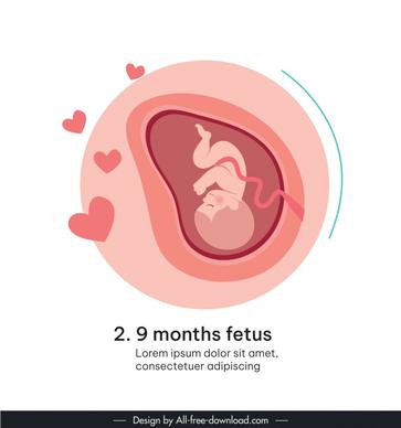 pregnant design elements flat fetus illustration