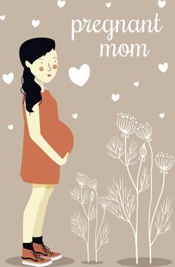 pregnant mother drawing flower hearts decoration cartoon design