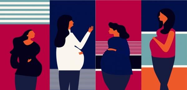 pregnant woman icons colored classical design