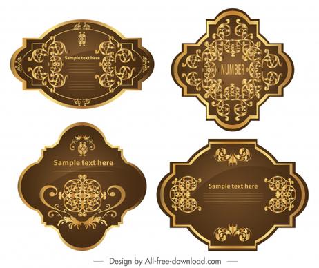 premier label templates elegant classic symmetric brown golden