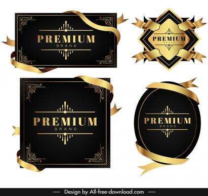 premium design templates elegant black golden ribbon labels