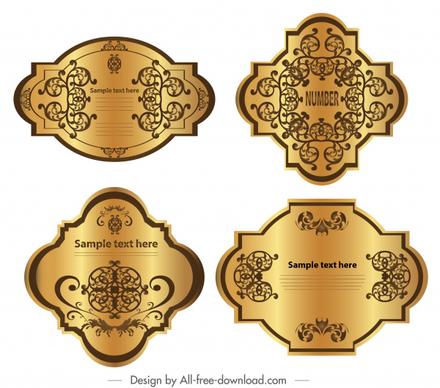 premium label templates luxury shiny golden symmetric decor