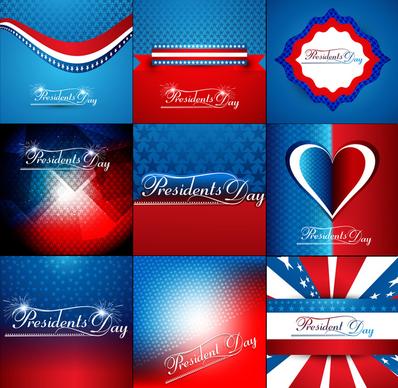 president day in united states of america collection colorful background vector illustration