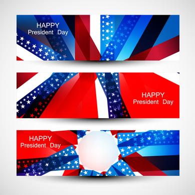 president day in united states of america with colorful header set vector design