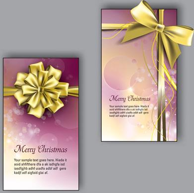 pretty bow christmas cards design vector