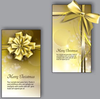 pretty bow christmas cards design vector