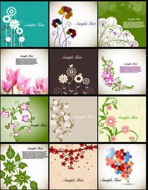 pretty flower background vector graphic set
