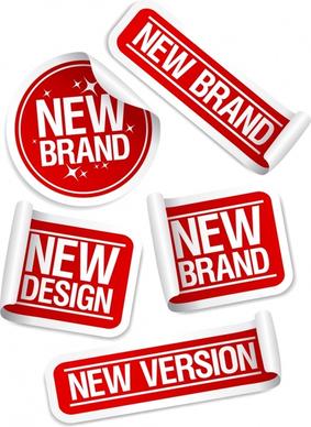 product stickers templates shiny modern red white shapes