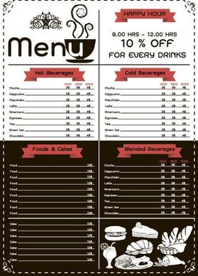 price list menu for cafe vector