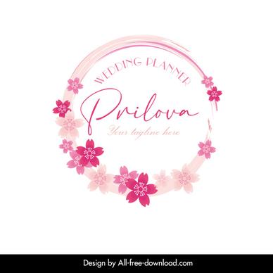 prilova wedding planner logo template elegant flat circle design flowers texts decor