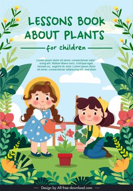 primary lesson book cover template cute children plantation 