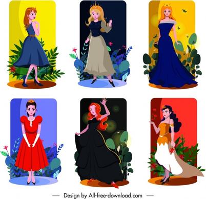 princess icons templates cute cartoon characters