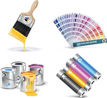 paint colors icons bright modern colorful 3d sketch