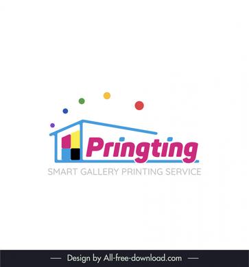 printing service logo template house sketch geometric design 