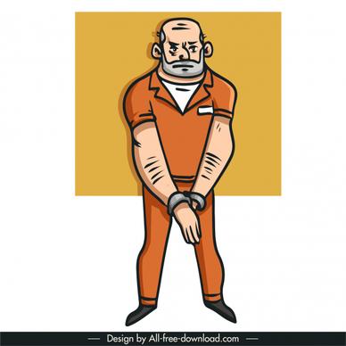 prisoner icon handdrawn cartoon character sketch