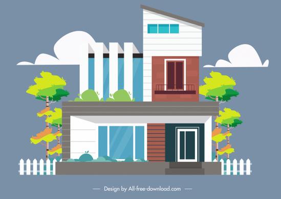 private house architecture template colorful contemporary design
