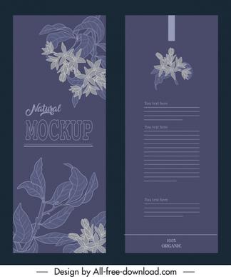 product package template elegant dark handdrawn plants decor