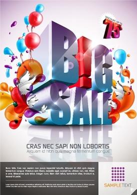 big sale banner dynamic eventful multicolored 3d design