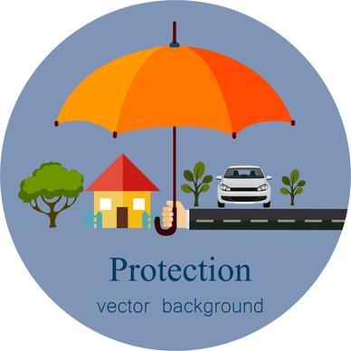property protection concept background design with protecting umbrella