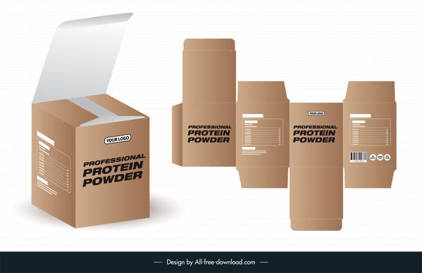 protein powder corrugated box design elements modern 3d