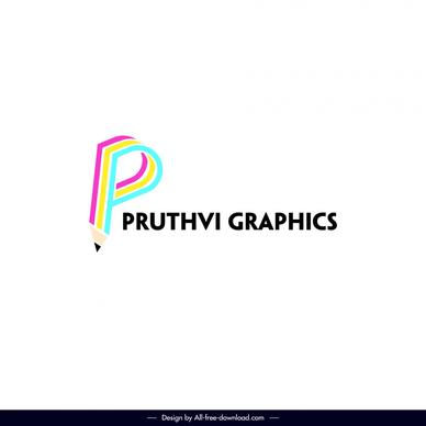 pruthvi graphics logo template 3d stylized text pencil sketch