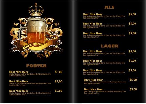 pub beer menu vintage styles vector