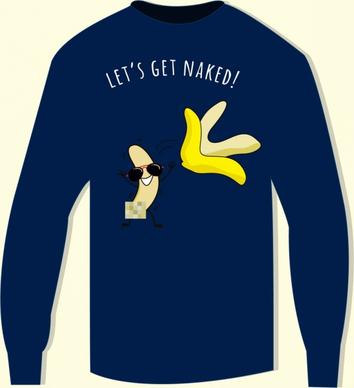 pullover design funny stylized banana icon decor