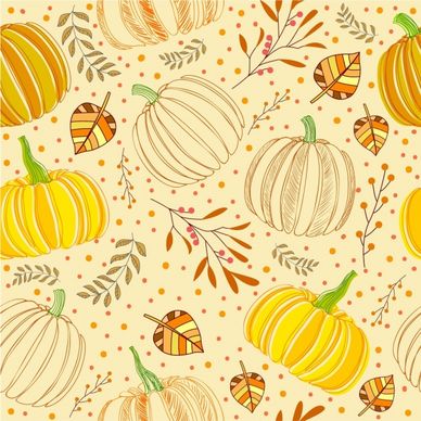 pumpkin background multicolored handdrawn repeating sketch