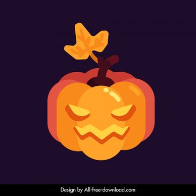 pumpkin lantern icon flat classic horror face sketch