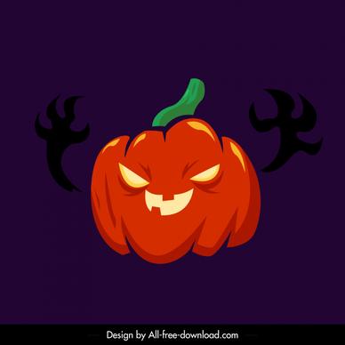 pumpkin lantern icon frightening horror face sketch