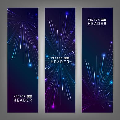 purple8 blue fireworks banners vector