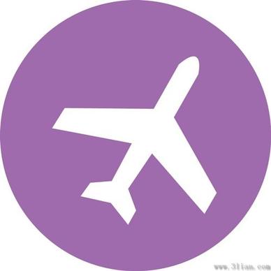 purple airplane icon vector