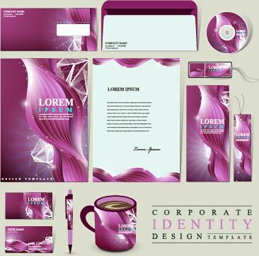 purple corporate identity kit vector