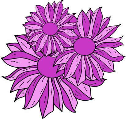 purple drawn flowers