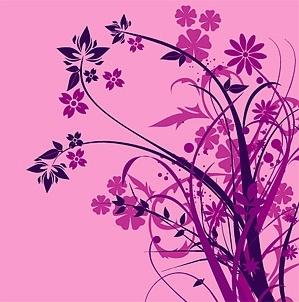 purple flower silhouette vector fashion
