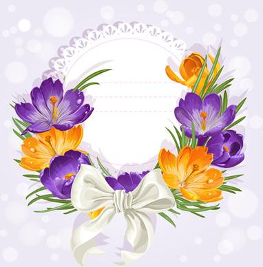 purple flower with bow vector cards