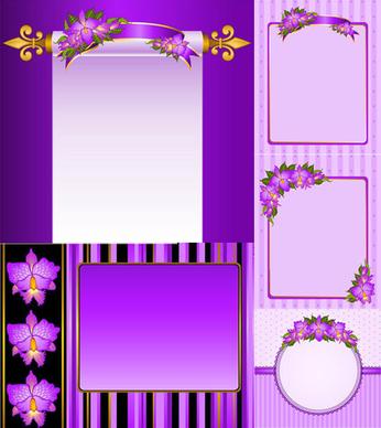 purple flowers decorative frame vector