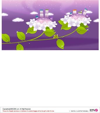 purple flowers vector fantasy design